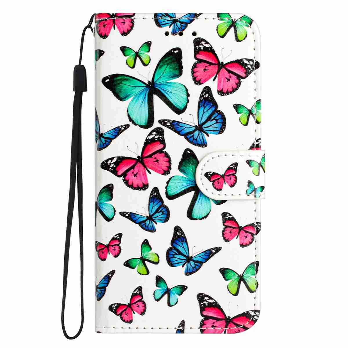 For Xiaomi Redmi Note 15 Pro 5G (Global) Wallet Case  Printed Pattern PU Leather Stand Phone Cover with Strap - Butterflies