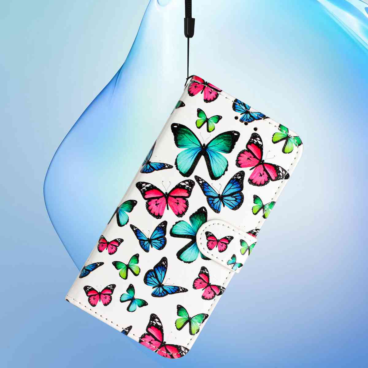 For Xiaomi Redmi Note 15 Pro 5G (Global) Wallet Case  Printed Pattern PU Leather Stand Phone Cover with Strap - Butterflies