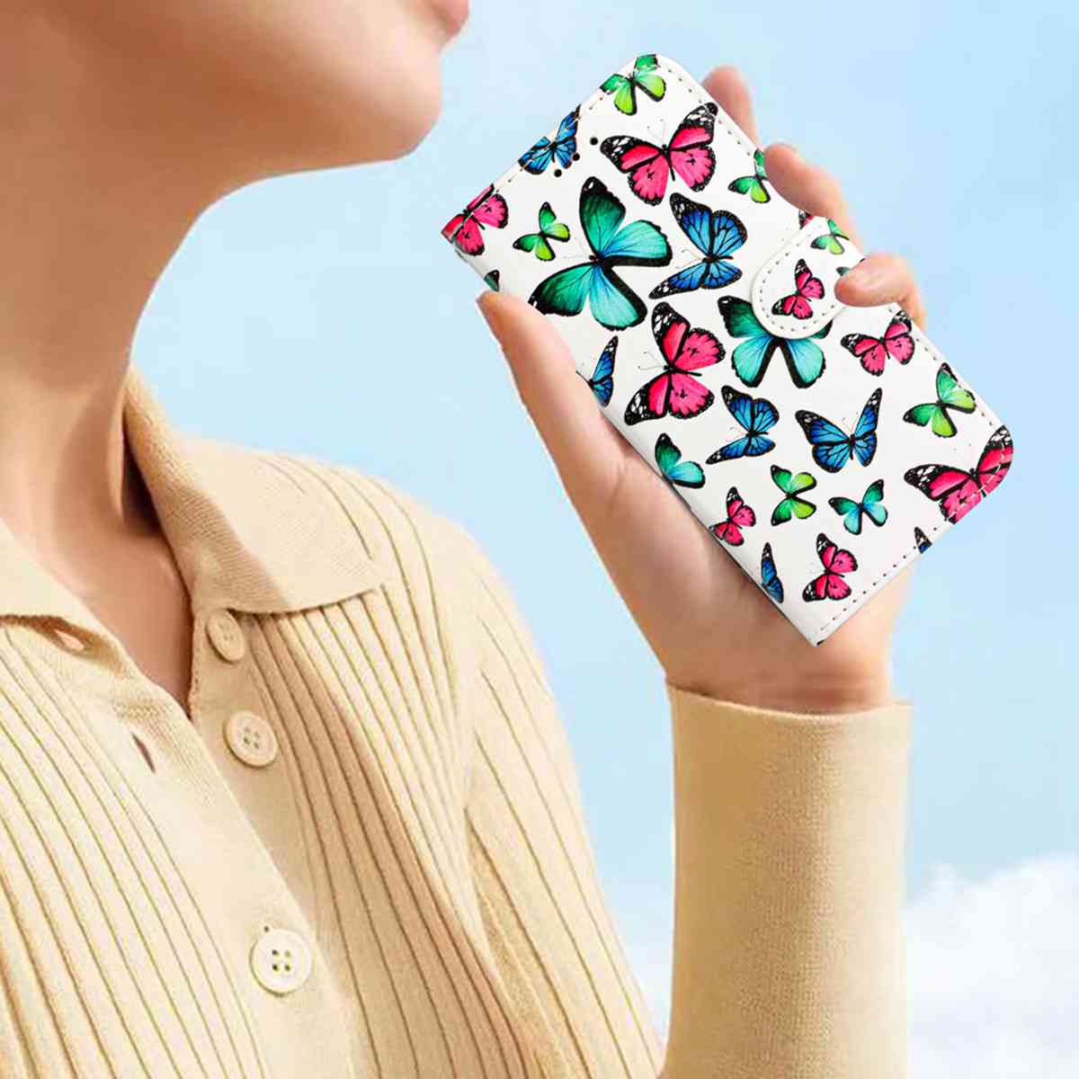 For Xiaomi Redmi Note 15 Pro 5G (Global) Wallet Case  Printed Pattern PU Leather Stand Phone Cover with Strap - Butterflies