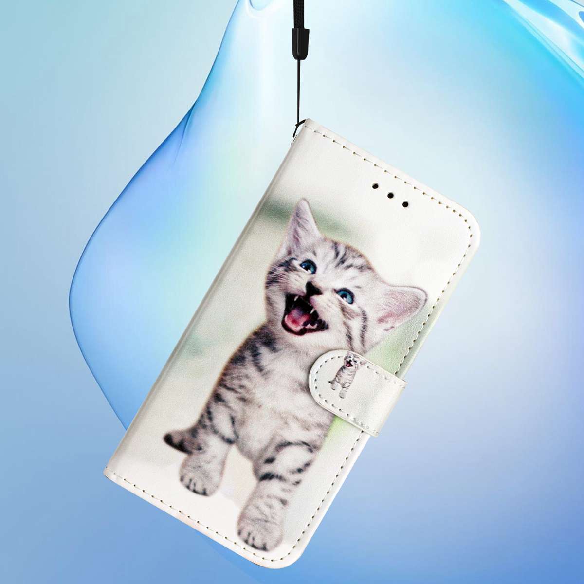 For Xiaomi Redmi Note 15 Pro 5G (Global) Wallet Case  Printed Pattern PU Leather Stand Phone Cover with Strap - Cat