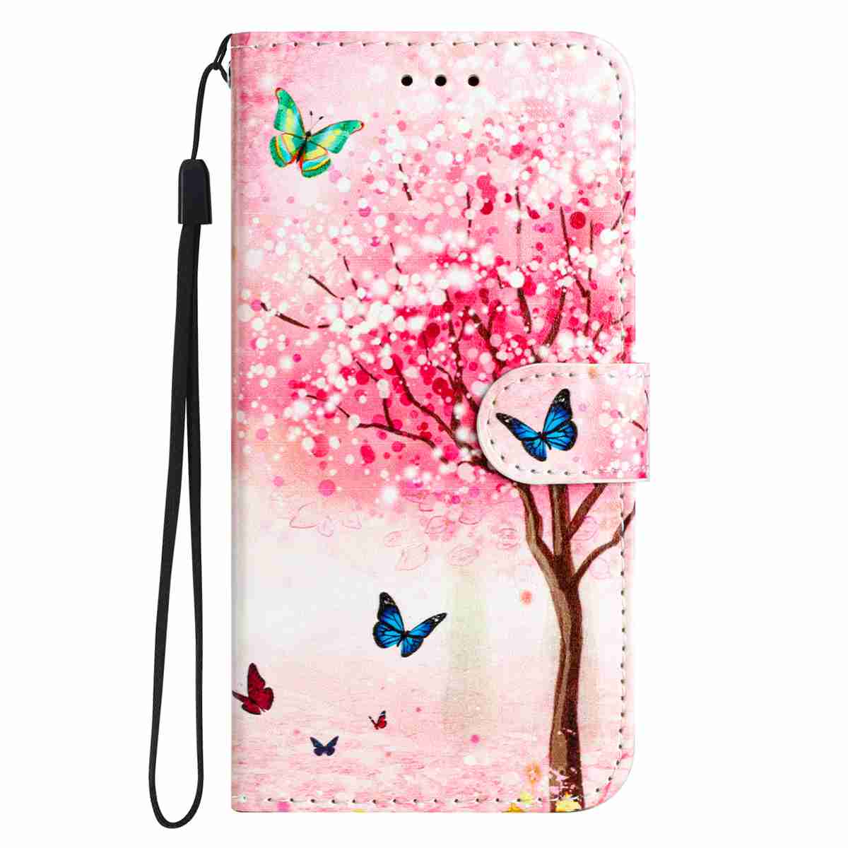 For Xiaomi Redmi Note 15 Pro 5G (Global) Wallet Case  Printed Pattern PU Leather Stand Phone Cover with Strap - Cherry Tree