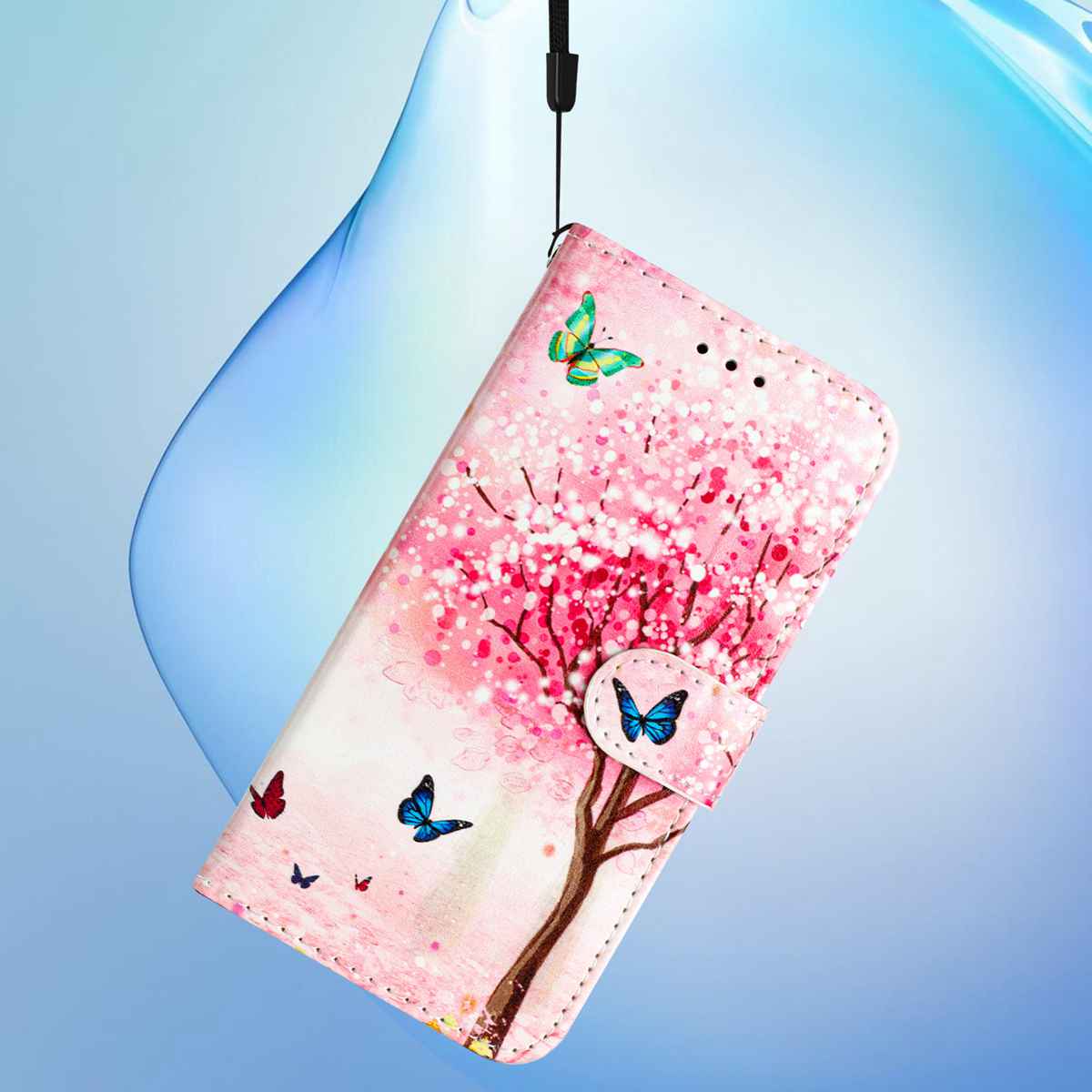 For Xiaomi Redmi Note 15 Pro 5G (Global) Wallet Case  Printed Pattern PU Leather Stand Phone Cover with Strap - Cherry Tree