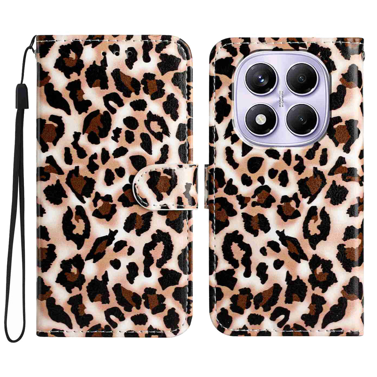 For Xiaomi Redmi Note 15 Pro 4G (Global) Wallet Case  Printed Pattern PU Leather Stand Phone Cover with Strap - Leopard Print