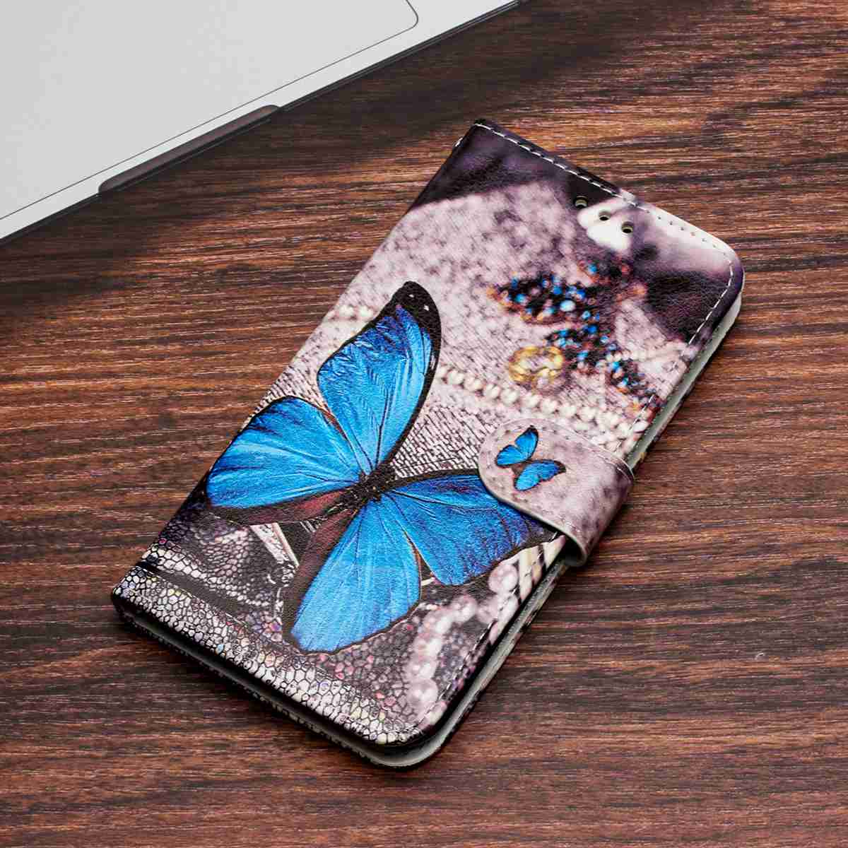 For Xiaomi Redmi Note 15 Pro 4G (Global) Wallet Case  Printed Pattern PU Leather Stand Phone Cover with Strap - Blue Butterfly