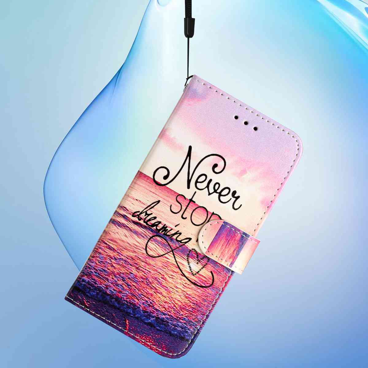 For Xiaomi Redmi Note 15 Pro 4G (Global) Wallet Case  Printed Pattern PU Leather Stand Phone Cover with Strap - Never Stop Dreaming
