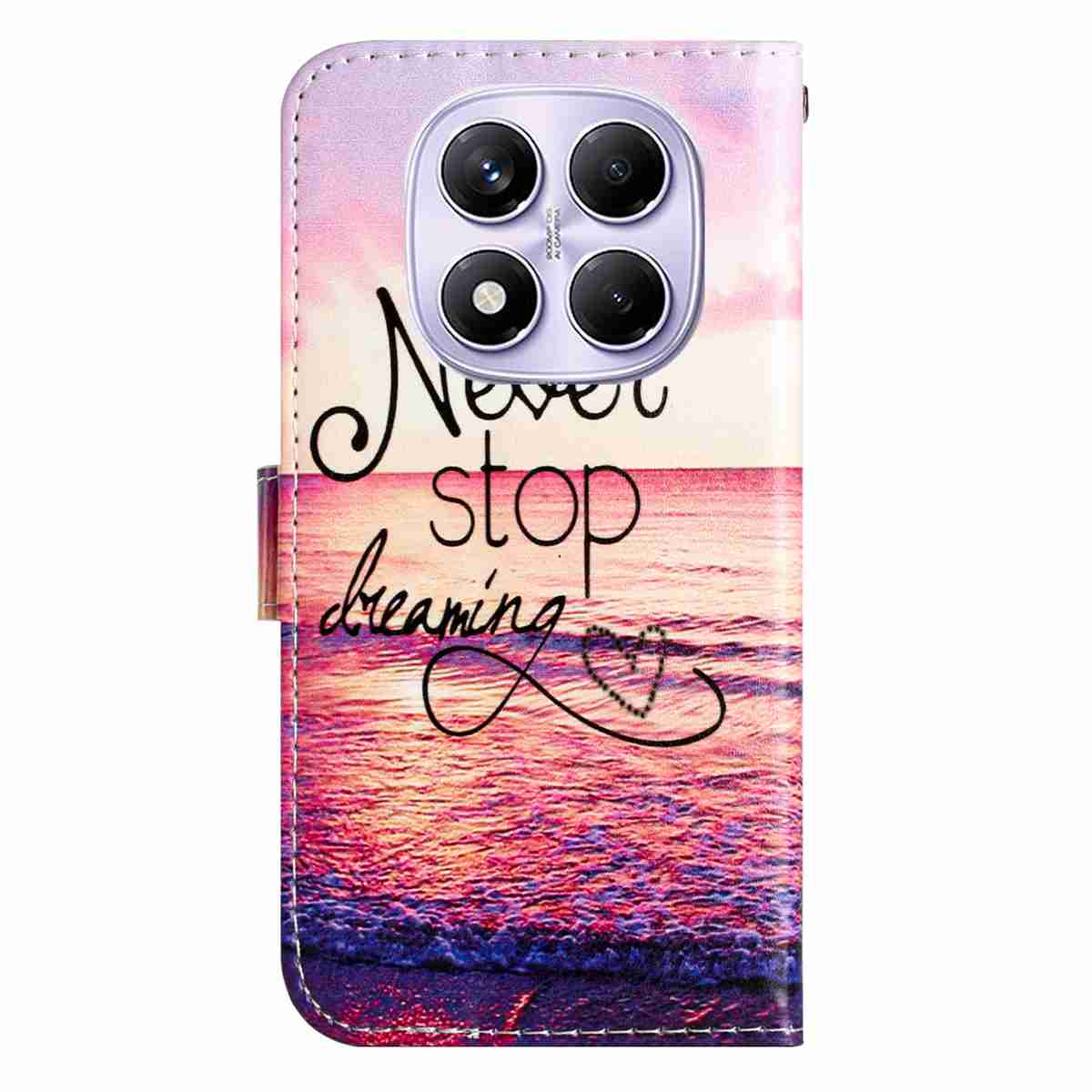 For Xiaomi Redmi Note 15 4G (Global) / Xiaomi Poco M8 5G / Xiaomi Redmi Note 15 5G (Global) Wallet Case  Printed Pattern PU Leather Stand Phone Cover with Strap - Never Stop Dreaming