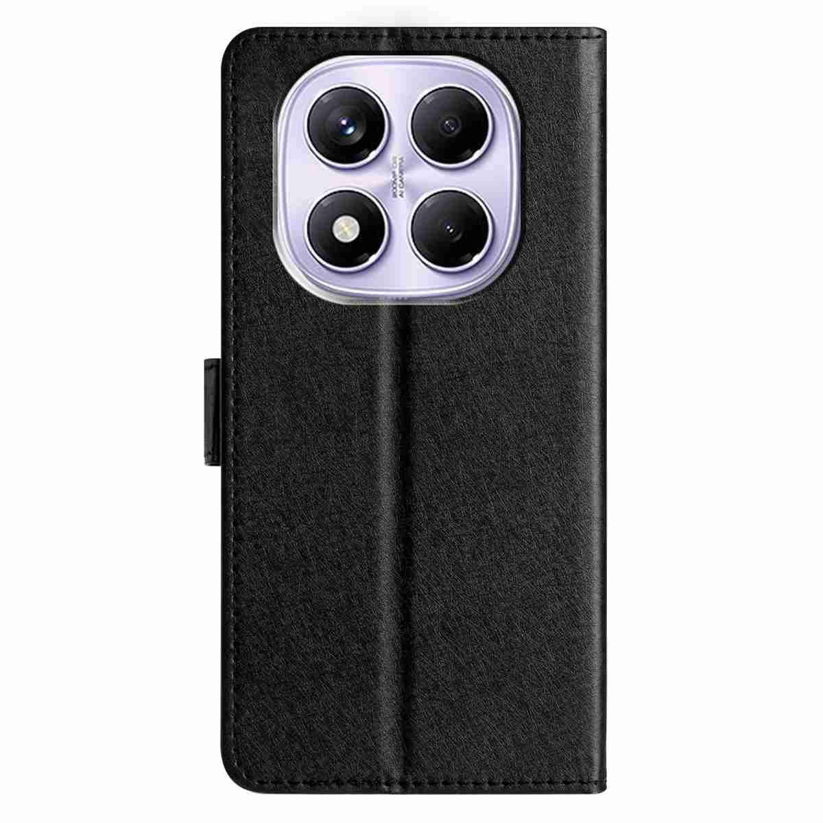 For Xiaomi Poco M8 Pro 5G / Xiaomi Redmi Note 15 Pro+ 5G (Global) Wallet Case Leather Folio Phone Cover Magnetic Clasp - Black