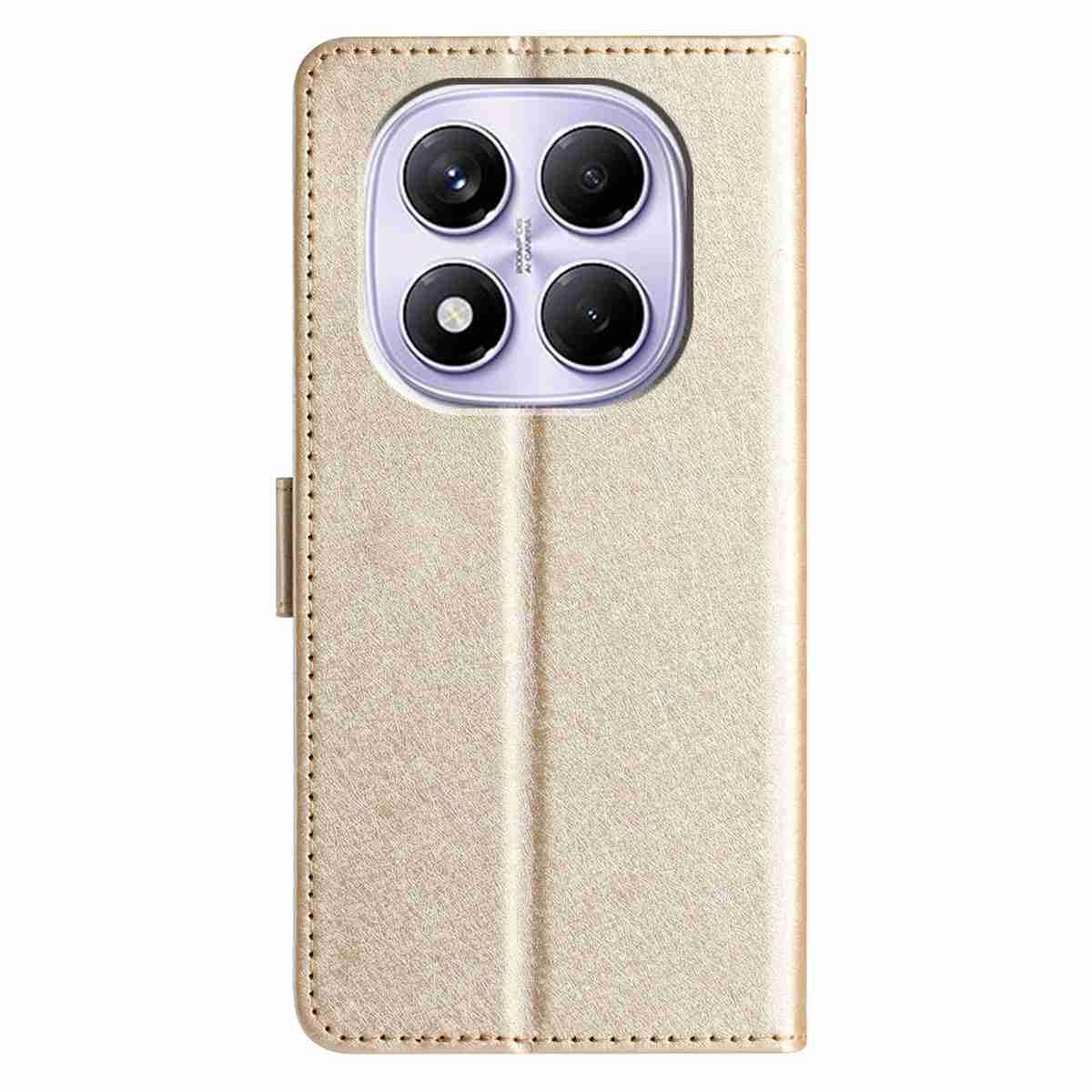 For Xiaomi Poco M8 Pro 5G / Xiaomi Redmi Note 15 Pro+ 5G (Global) Wallet Case Leather Folio Phone Cover Magnetic Clasp - Gold