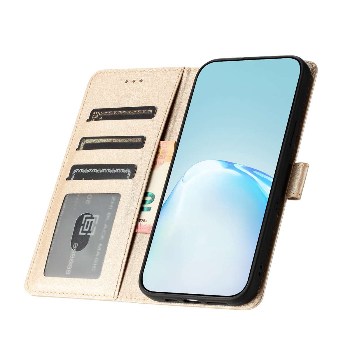 For Xiaomi Poco M8 Pro 5G / Xiaomi Redmi Note 15 Pro+ 5G (Global) Wallet Case Leather Folio Phone Cover Magnetic Clasp - Gold