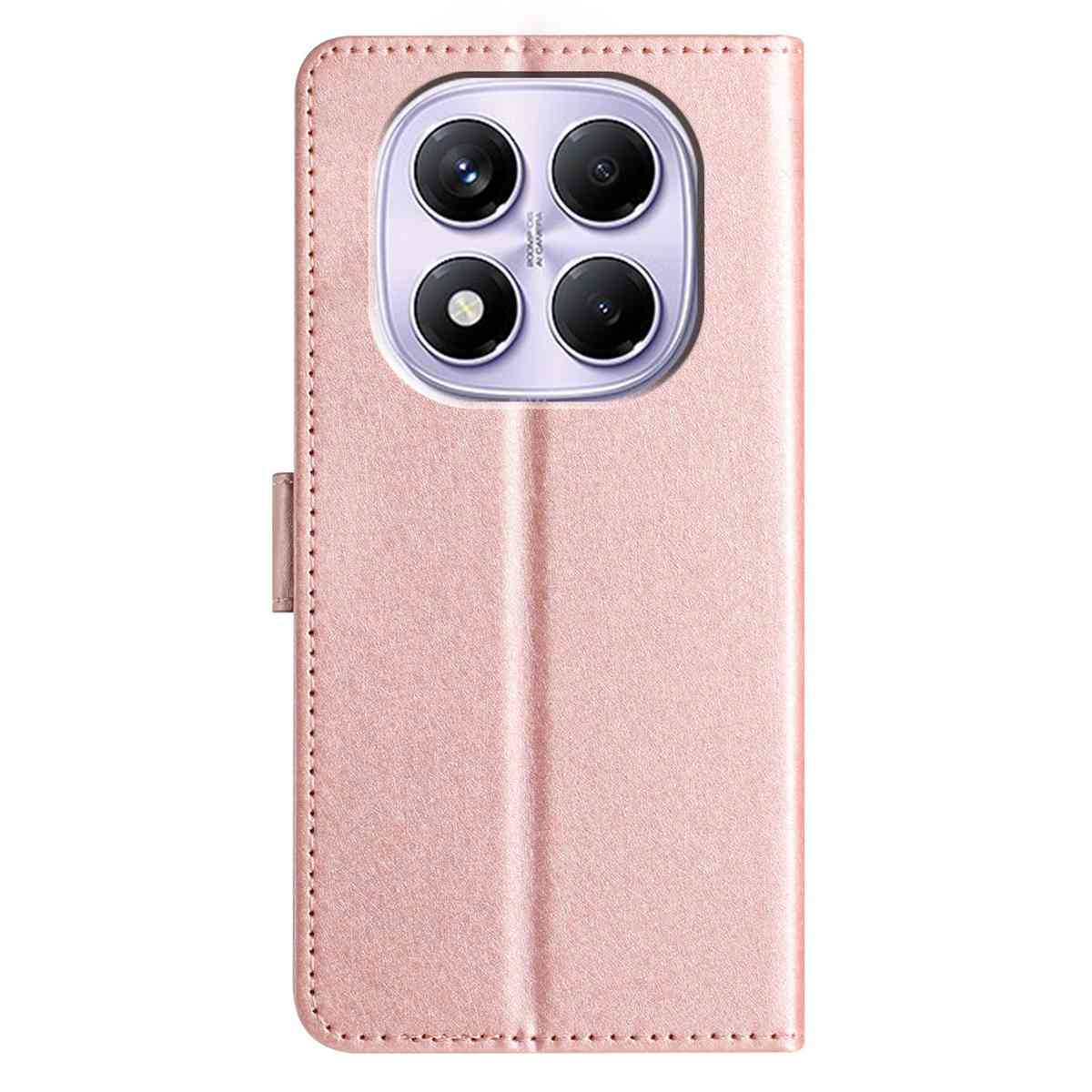 For Xiaomi Redmi Note 15 4G (Global) / Xiaomi Poco M8 5G / Xiaomi Redmi Note 15 5G (Global) Wallet Case Leather Folio Phone Cover Magnetic Clasp - Rose Gold