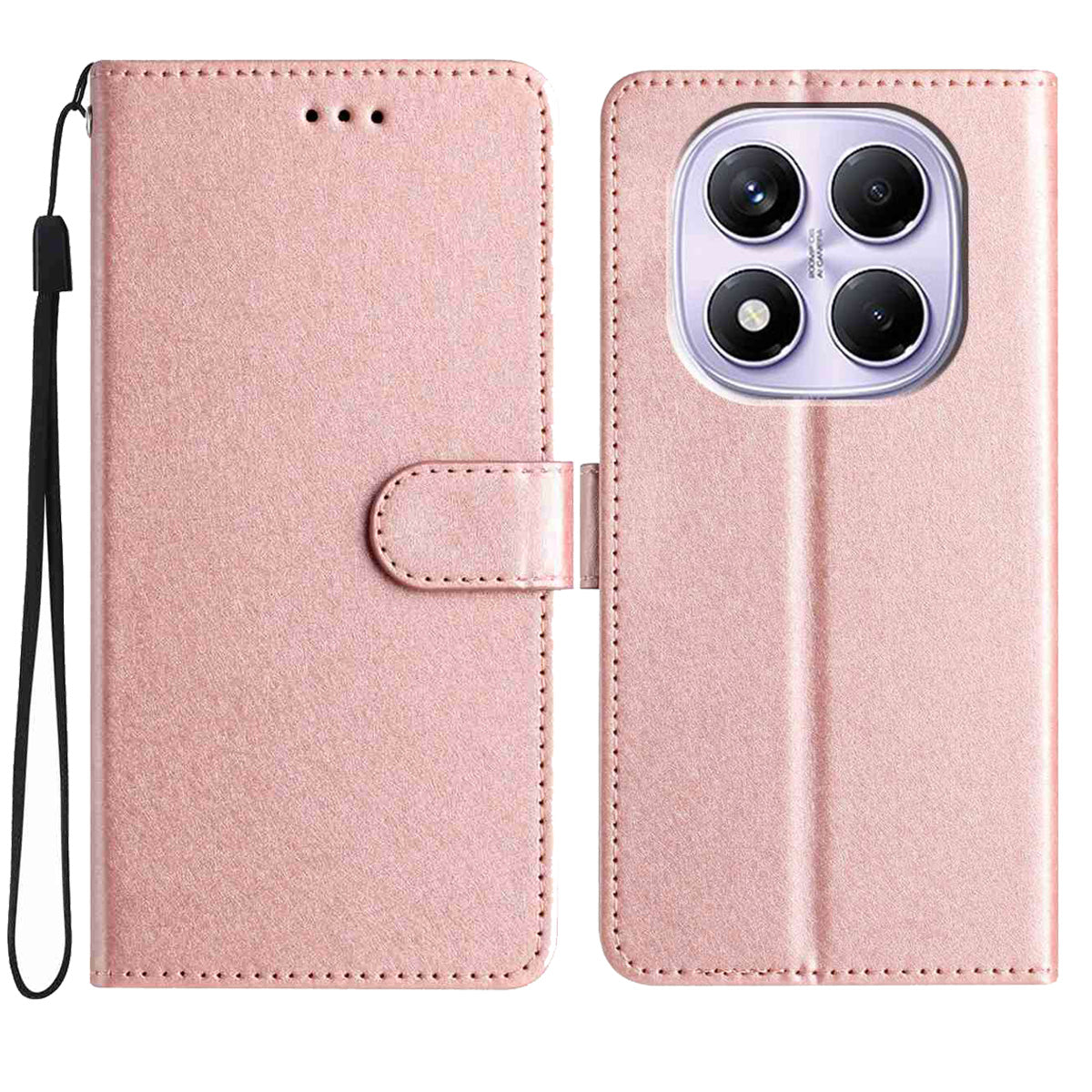 For Xiaomi Redmi Note 15 Pro 5G (Global) Wallet Case Leather Folio Phone Cover Magnetic Clasp - Rose Gold