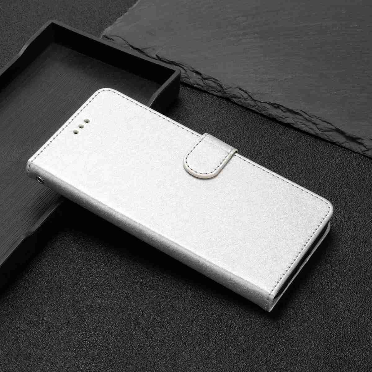 For Xiaomi Redmi Note 15 Pro 5G (Global) Wallet Case Leather Folio Phone Cover Magnetic Clasp - Silver