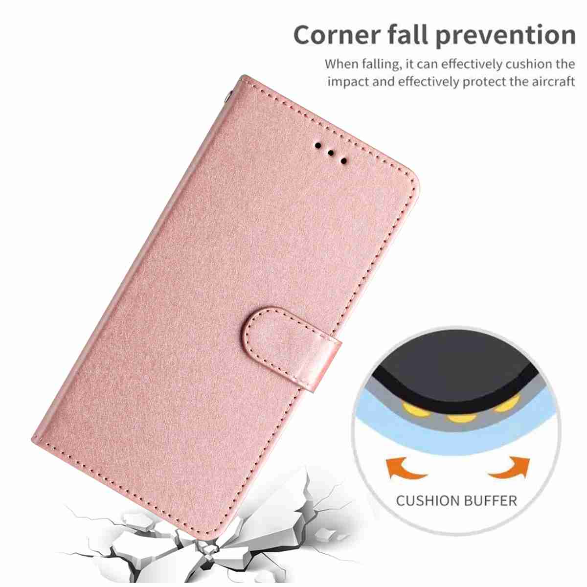 For Xiaomi Redmi Note 15 Pro 4G (Global) Wallet Case Leather Folio Phone Cover Magnetic Clasp - Rose Gold