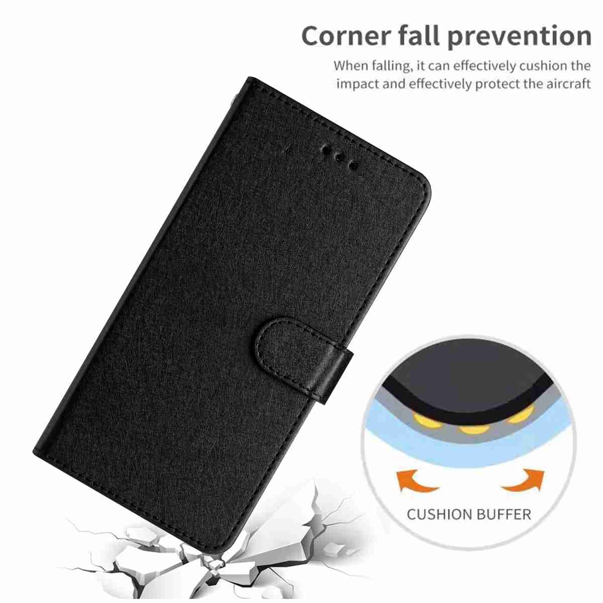 For Xiaomi Redmi Note 15 Pro 4G (Global) Wallet Case Leather Folio Phone Cover Magnetic Clasp - Black