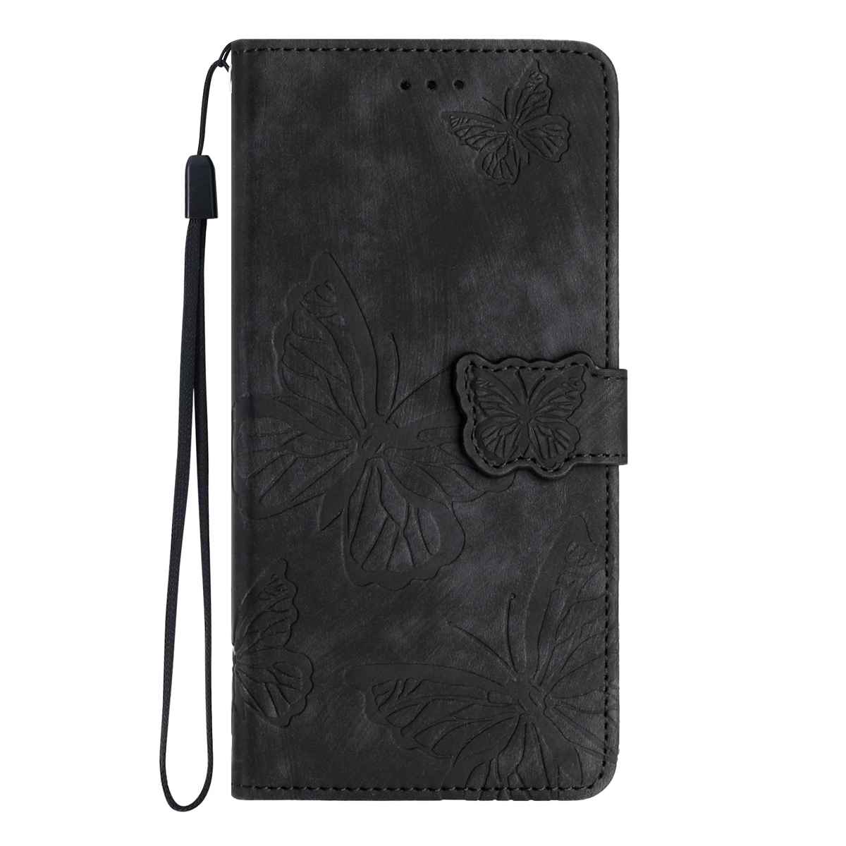 For Xiaomi Redmi Note 15 Pro 4G (Global) Case Butterfly Design Flip Wallet Leather Phone Cover Skin-Touch - Black