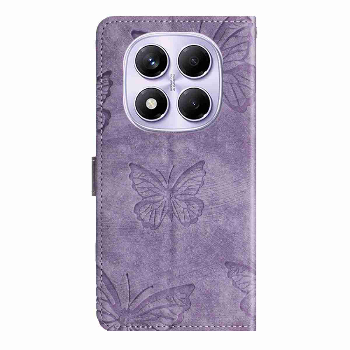 For Xiaomi Redmi Note 15 Pro 4G (Global) Case Butterfly Design Flip Wallet Leather Phone Cover Skin-Touch - Purple