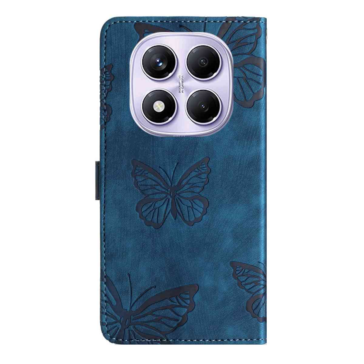 For Xiaomi Redmi Note 15 Pro 4G (Global) Case Butterfly Design Flip Wallet Leather Phone Cover Skin-Touch - Blue