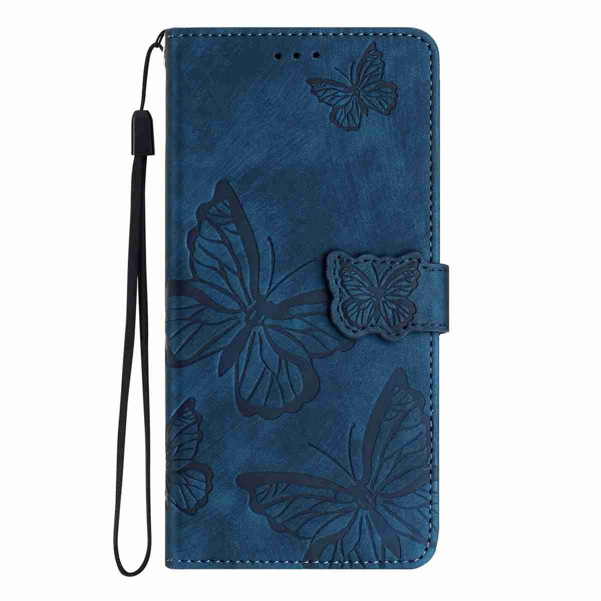 For Xiaomi Redmi Note 15 Pro 4G (Global) Case Butterfly Design Flip Wallet Leather Phone Cover Skin-Touch - Blue