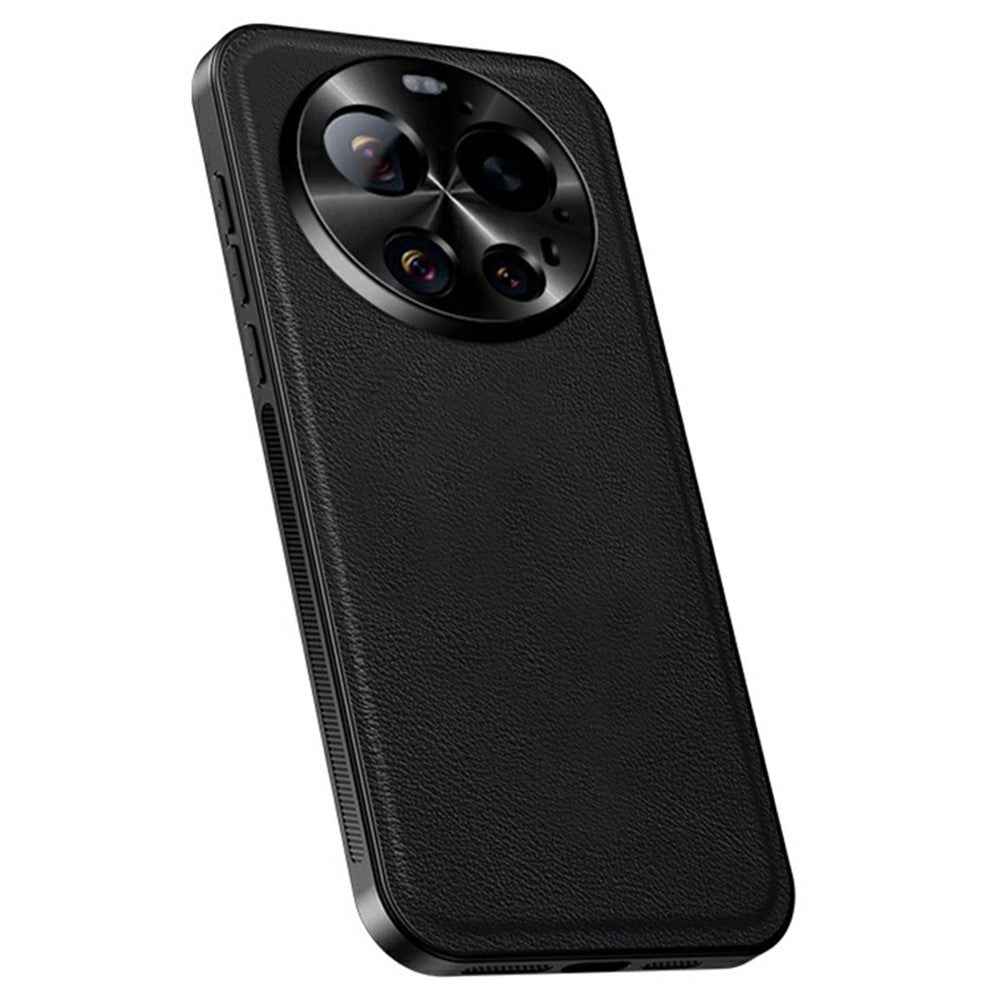 For Xiaomi 17 Ultra 5 Case PU + TPU + PC Phone Back Cover with Metal Lens Frame - Black