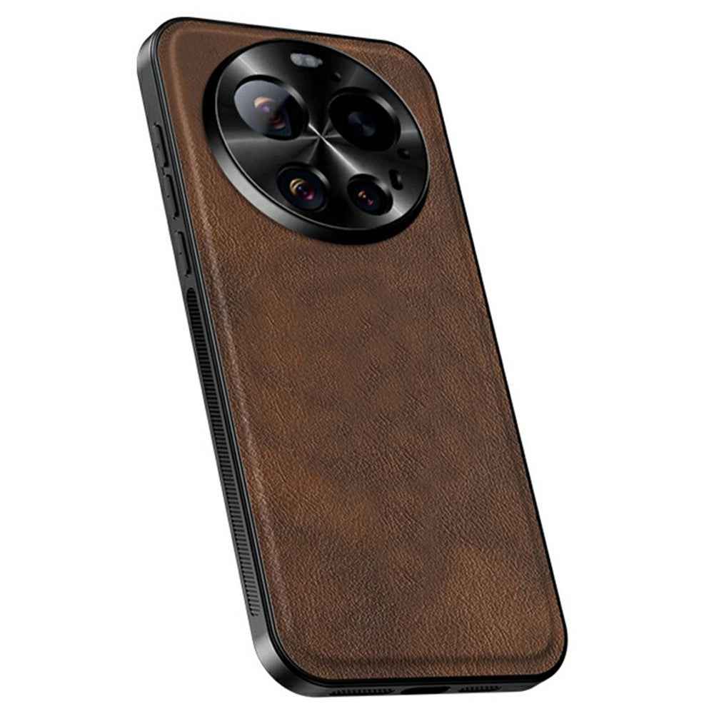 For Xiaomi 17 Ultra 5 Case PU + TPU + PC Phone Back Cover with Metal Lens Frame - Brown