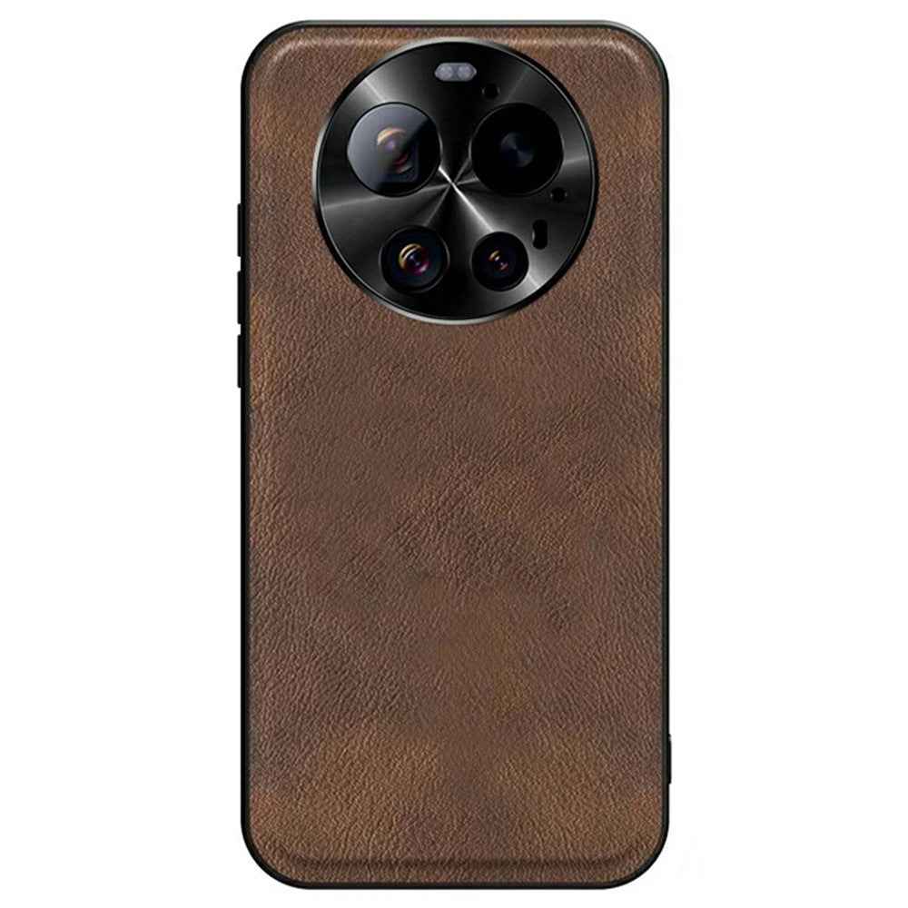 For Xiaomi 17 Ultra 5 Case PU + TPU + PC Phone Back Cover with Metal Lens Frame - Brown