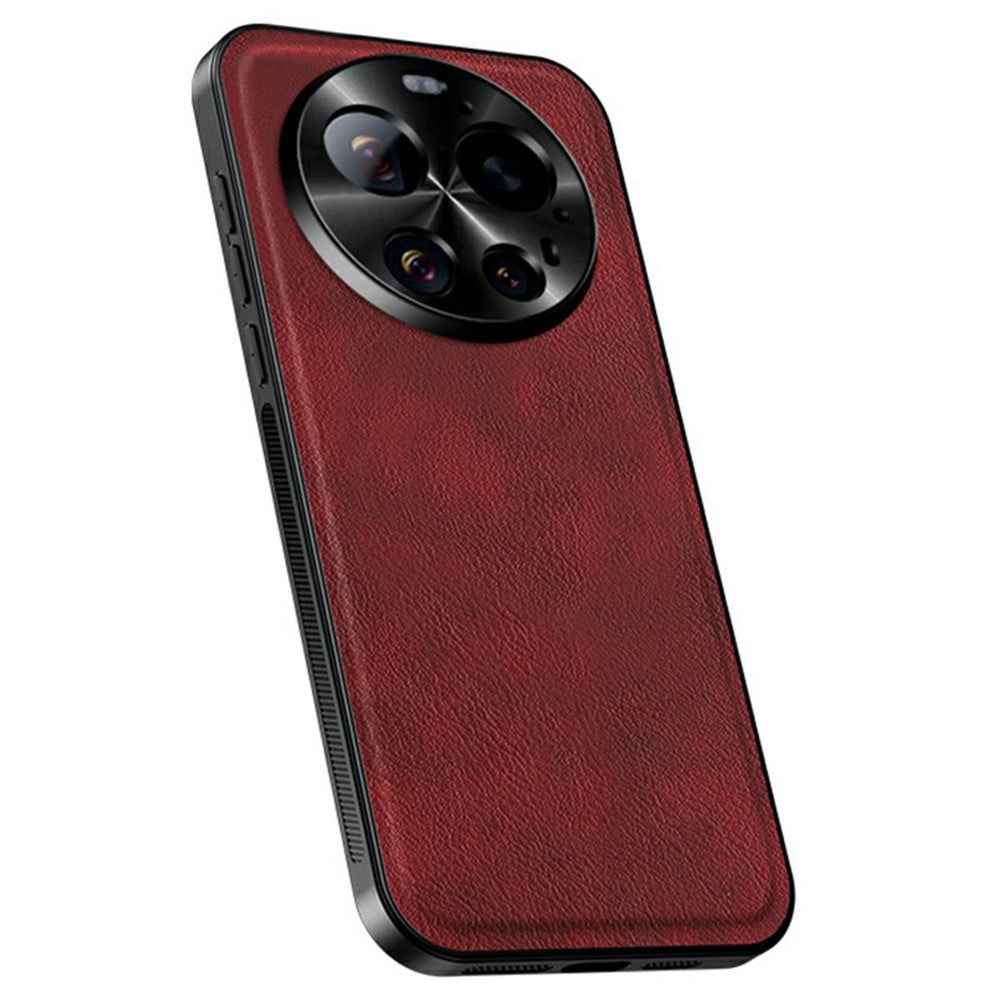 For Xiaomi 17 Ultra 5 Case PU + TPU + PC Phone Back Cover with Metal Lens Frame - Wine Red