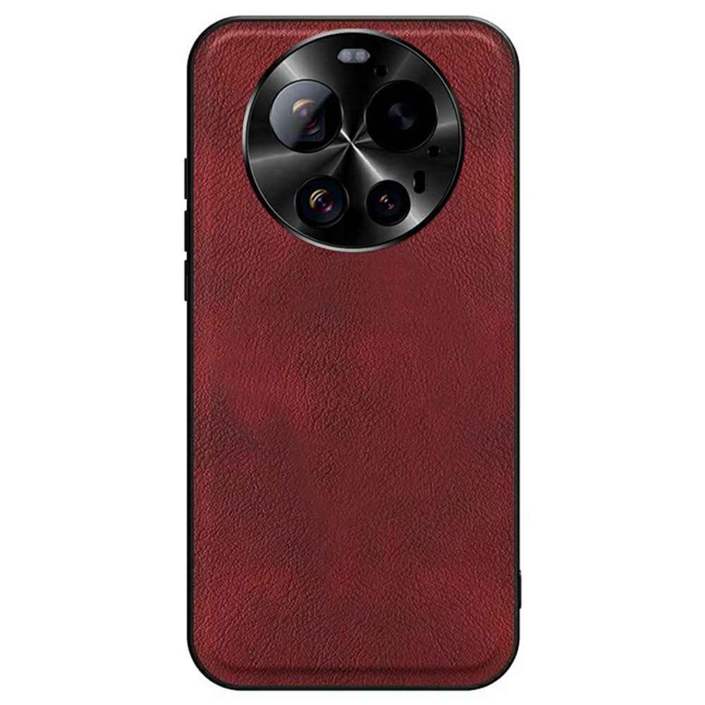 For Xiaomi 17 Ultra 5 Case PU + TPU + PC Phone Back Cover with Metal Lens Frame - Wine Red