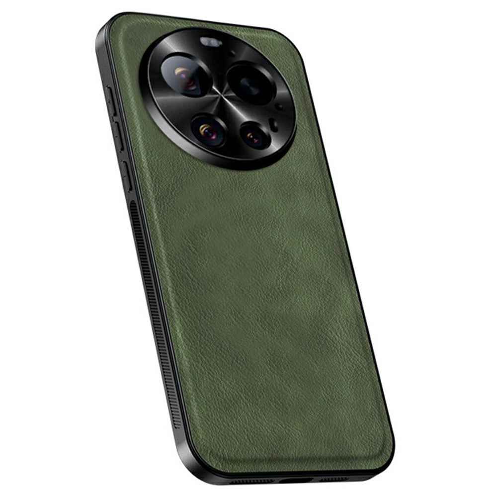 For Xiaomi 17 Ultra 5 Case PU + TPU + PC Phone Back Cover with Metal Lens Frame - Green