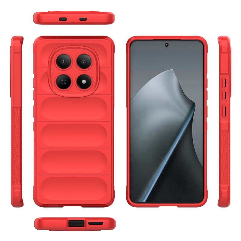 For Xiaomi Redmi Note 15 4G (Global) TPU Case WANLONFENG HD Series Anti Slip Phone Cover with Tempered Glass - Red