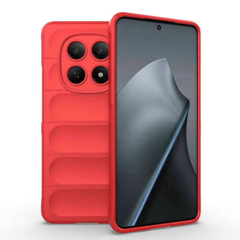For Xiaomi Redmi Note 15 4G (Global) TPU Case WANLONFENG HD Series Anti Slip Phone Cover with Tempered Glass - Red