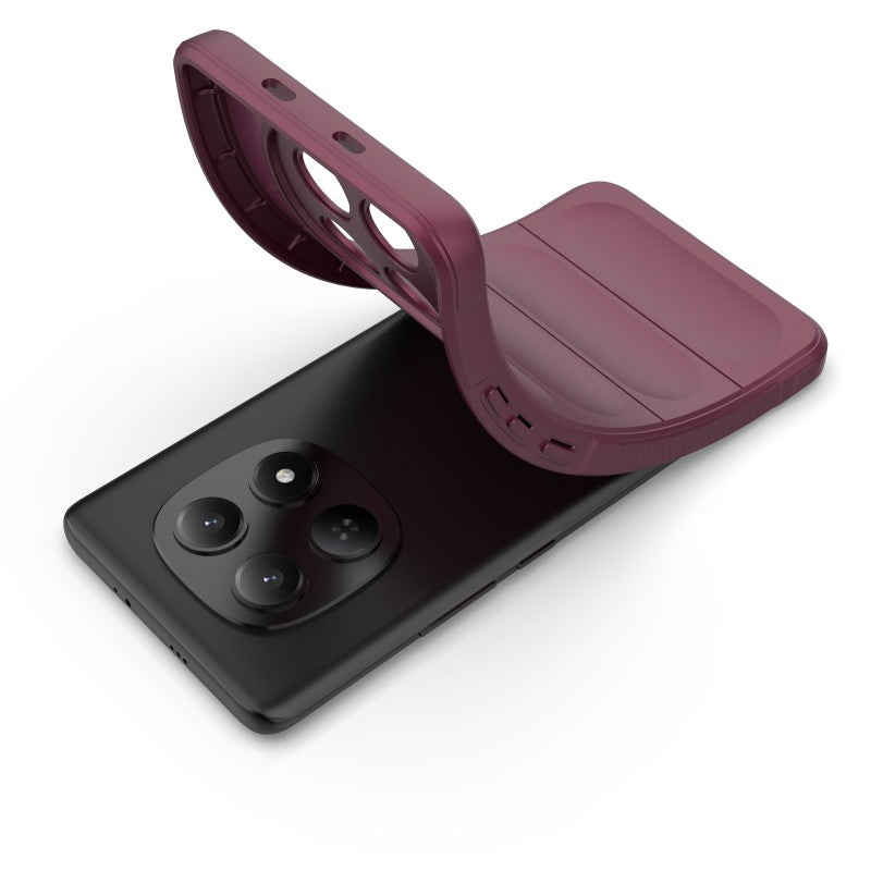 For Xiaomi Redmi Note 15 4G (Global) TPU Case WANLONFENG HD Series Anti Slip Phone Cover with Tempered Glass - Wine Red