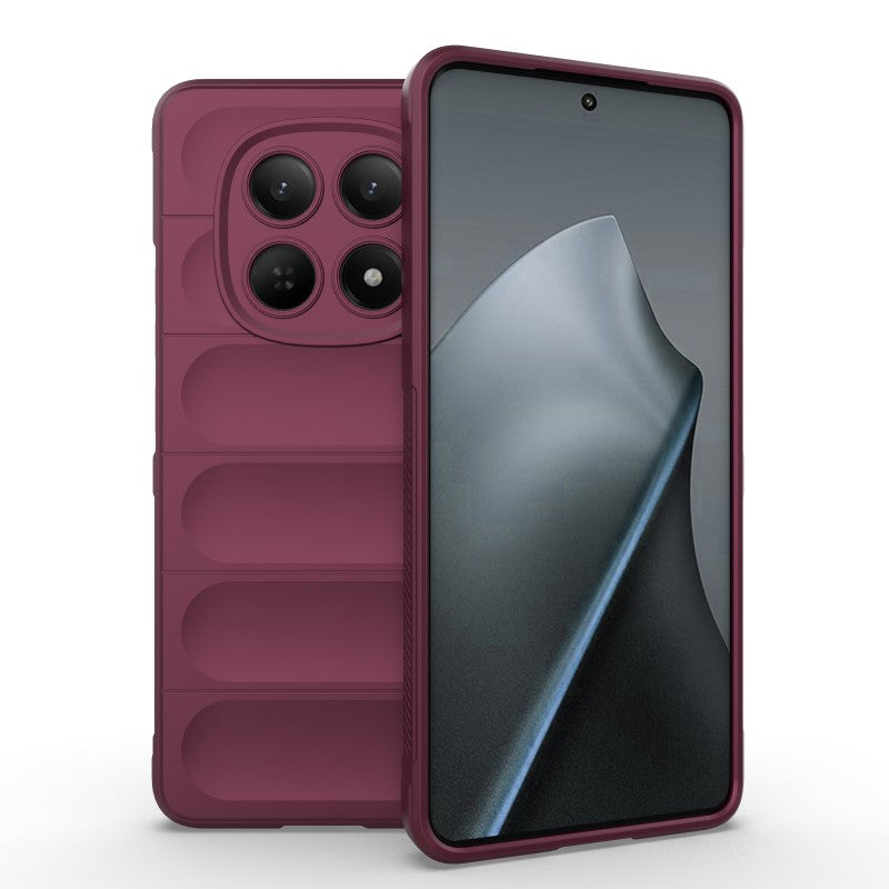 For Xiaomi Redmi Note 15 4G (Global) TPU Case WANLONFENG HD Series Anti Slip Phone Cover with Tempered Glass - Wine Red