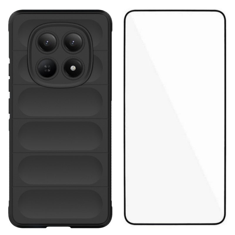 For Xiaomi Redmi Note 15 Pro 4G (Global) TPU Case WANLONFENG HD Series Anti Slip Phone Cover with Tempered Glass - Black