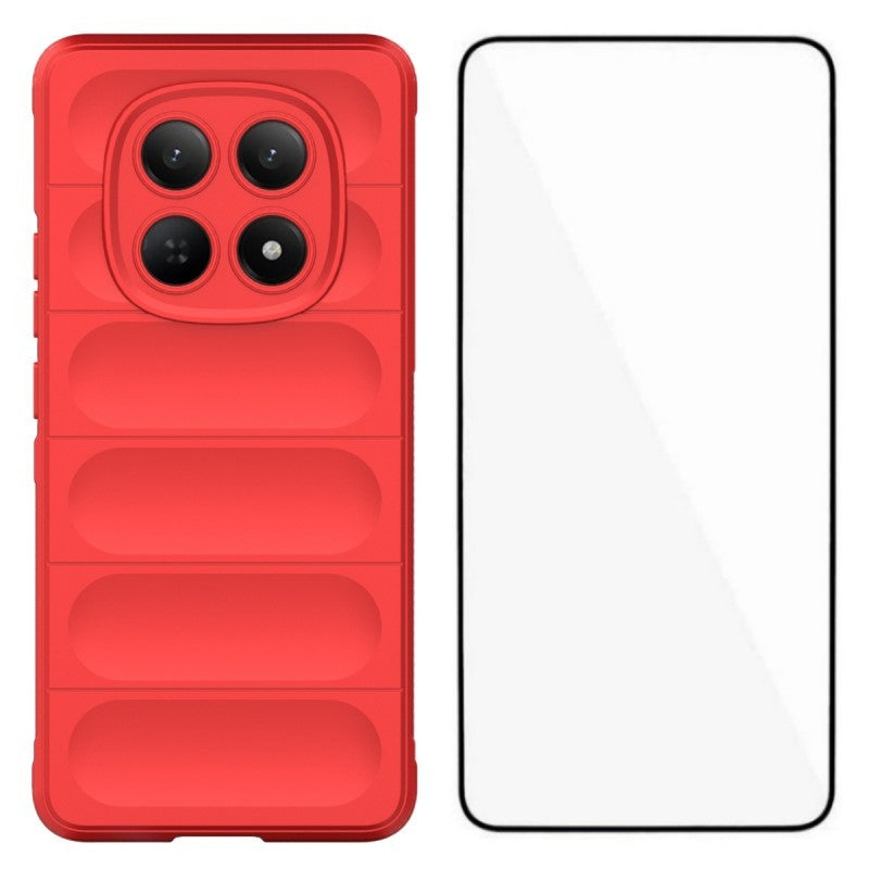 For Xiaomi Redmi Note 15 Pro 4G (Global) TPU Case WANLONFENG HD Series Anti Slip Phone Cover with Tempered Glass - Red
