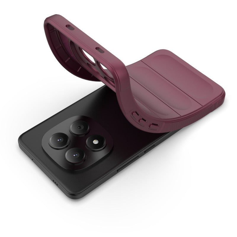 For Xiaomi Redmi Note 15 Pro 4G (Global) TPU Case WANLONFENG HD Series Anti Slip Phone Cover with Tempered Glass - Wine Red
