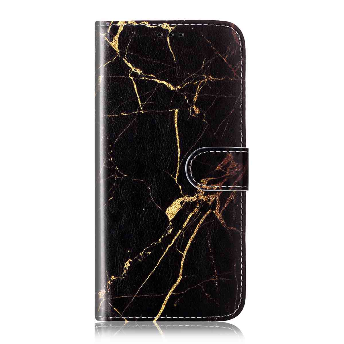 For Samsung Galaxy A57 5G Stand Case Marble Painted Folio Flip Leather Wallet Phone Cover - Black Gold Marble