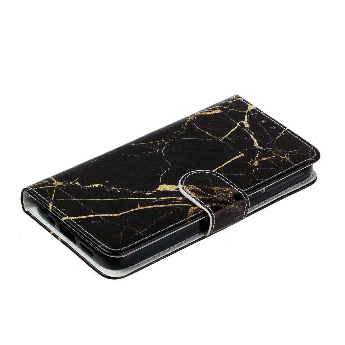 For Samsung Galaxy A57 5G Stand Case Marble Painted Folio Flip Leather Wallet Phone Cover - Black Gold Marble