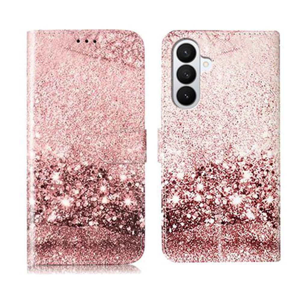 For Samsung Galaxy A57 5G Stand Case Marble Painted Folio Flip Leather Wallet Phone Cover - Rose Gold Marble