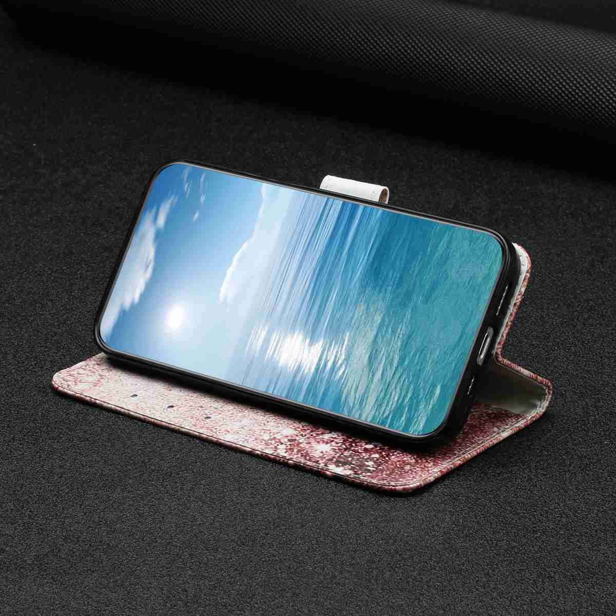 For Samsung Galaxy A57 5G Stand Case Marble Painted Folio Flip Leather Wallet Phone Cover - Rose Gold Marble