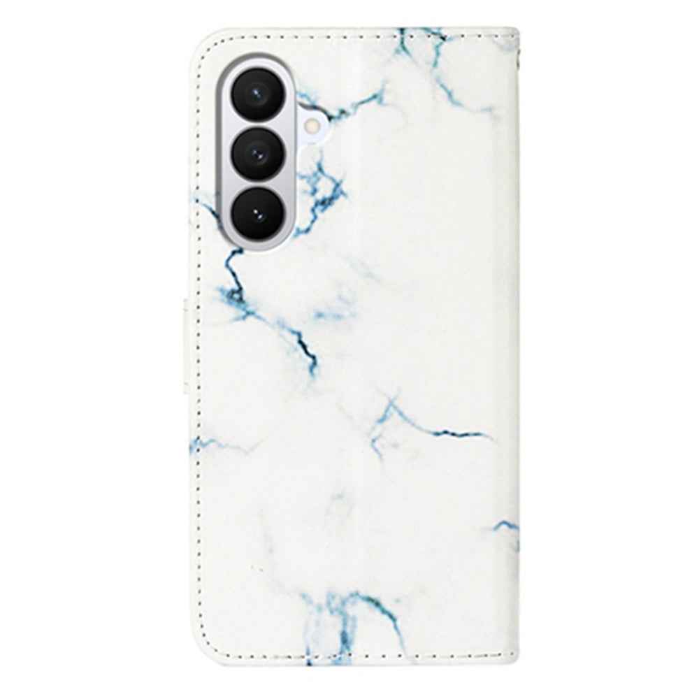 For Samsung Galaxy A57 5G Stand Case Marble Painted Folio Flip Leather Wallet Phone Cover - White Marble