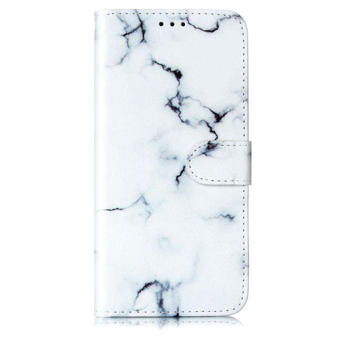 For Samsung Galaxy A57 5G Stand Case Marble Painted Folio Flip Leather Wallet Phone Cover - White Marble