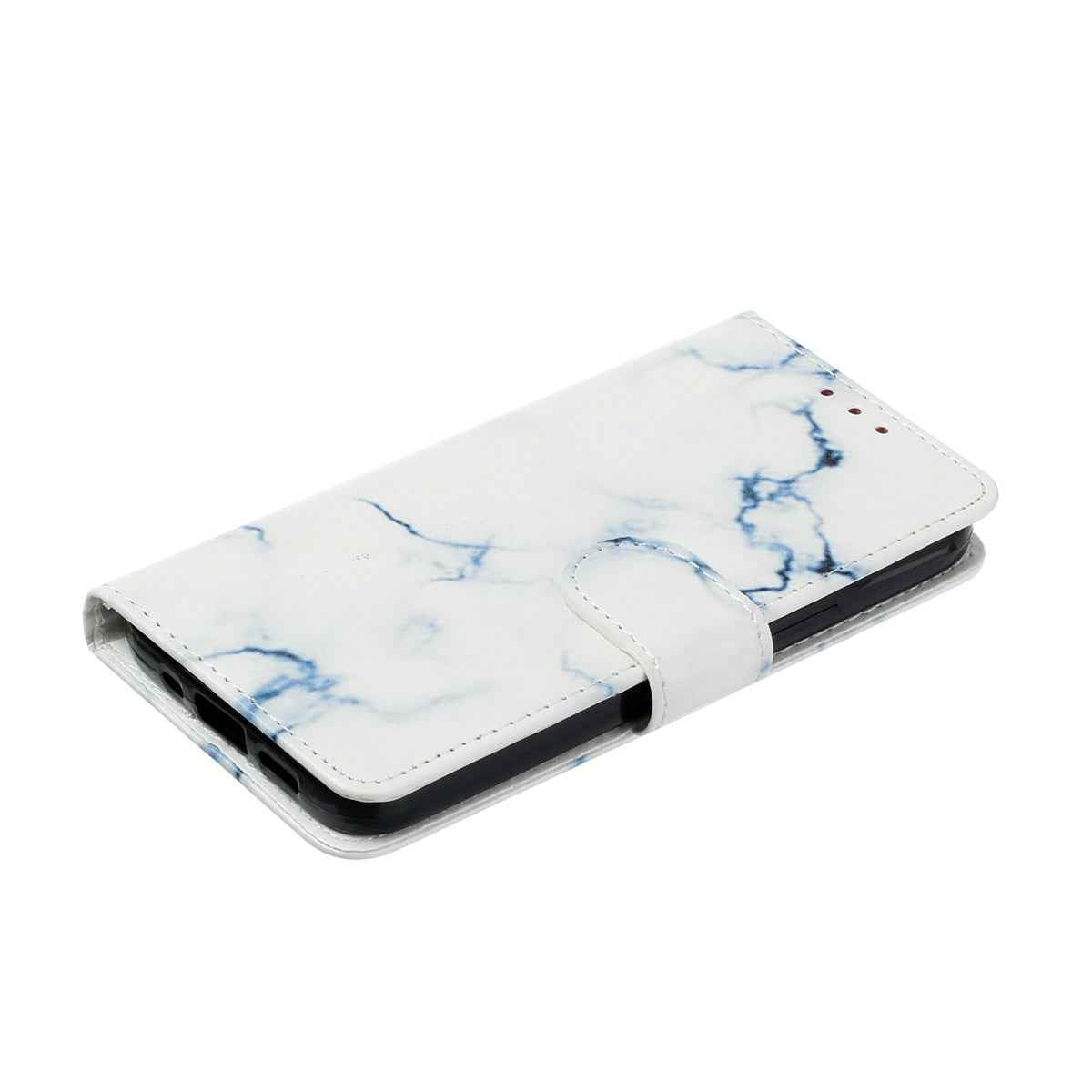 For Samsung Galaxy A57 5G Stand Case Marble Painted Folio Flip Leather Wallet Phone Cover - White Marble