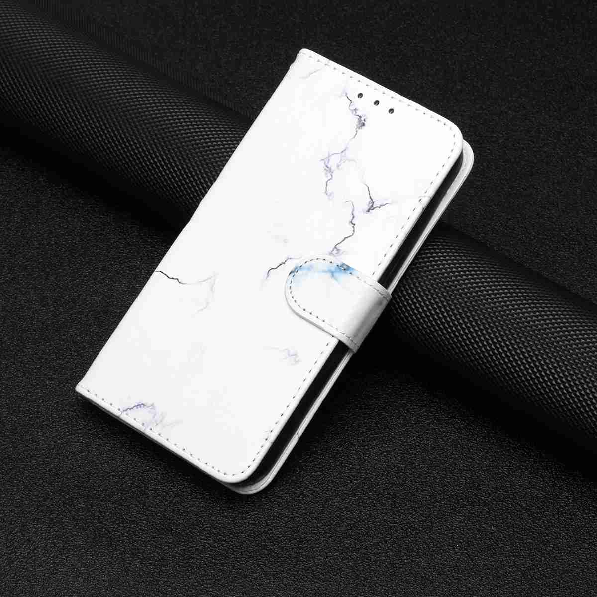 For Samsung Galaxy A57 5G Stand Case Marble Painted Folio Flip Leather Wallet Phone Cover - White Marble