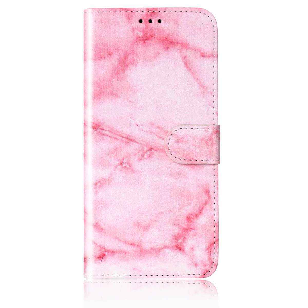 For Samsung Galaxy A57 5G Stand Case Marble Painted Folio Flip Leather Wallet Phone Cover - Pink Marble