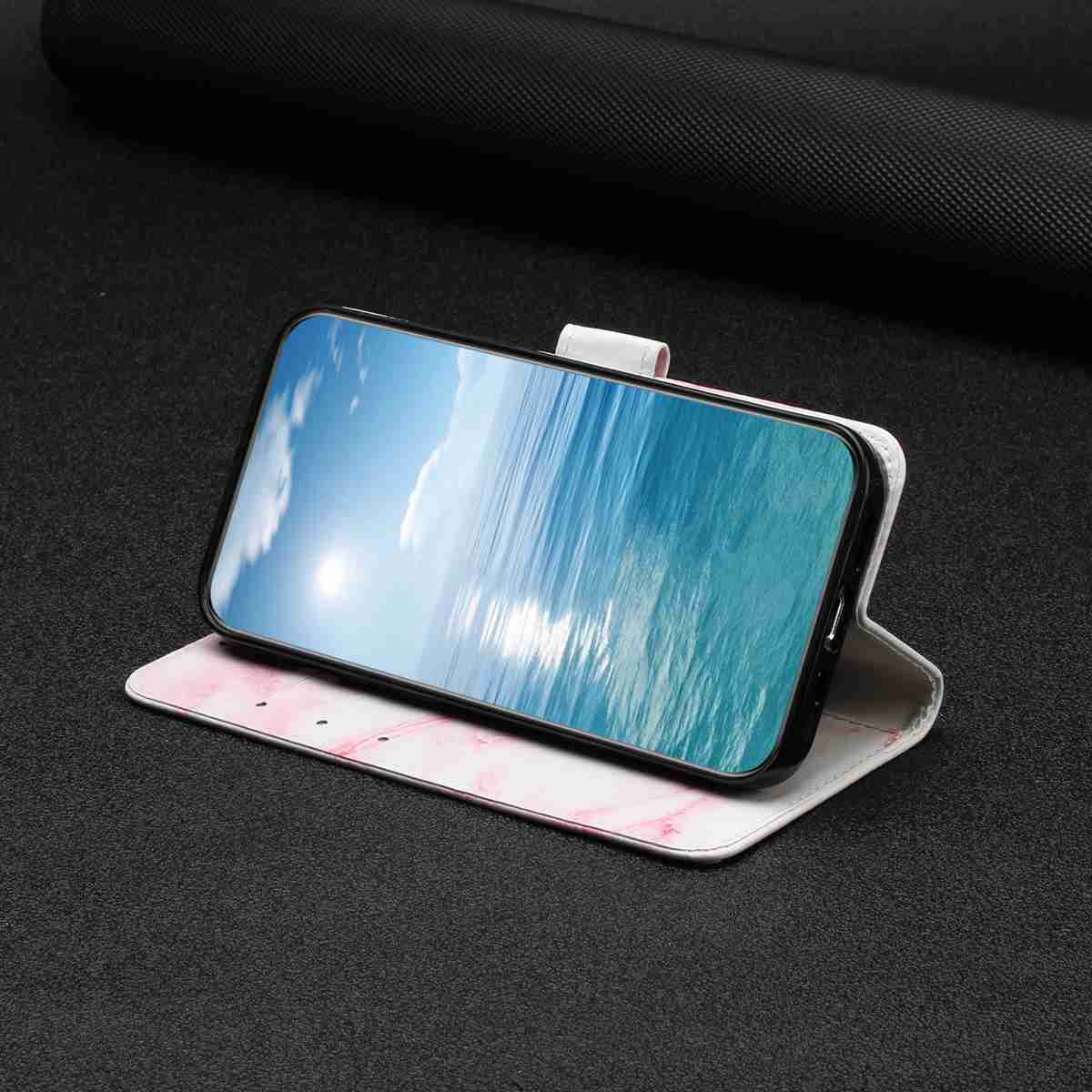 For Samsung Galaxy A57 5G Stand Case Marble Painted Folio Flip Leather Wallet Phone Cover - Pink Marble