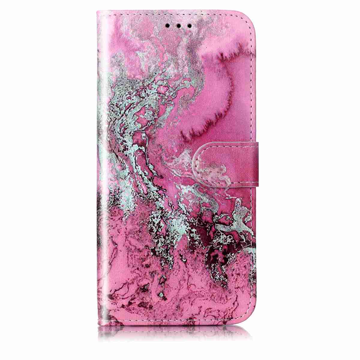 For Samsung Galaxy A57 5G Stand Case Marble Painted Folio Flip Leather Wallet Phone Cover - Pink Seawater Marble