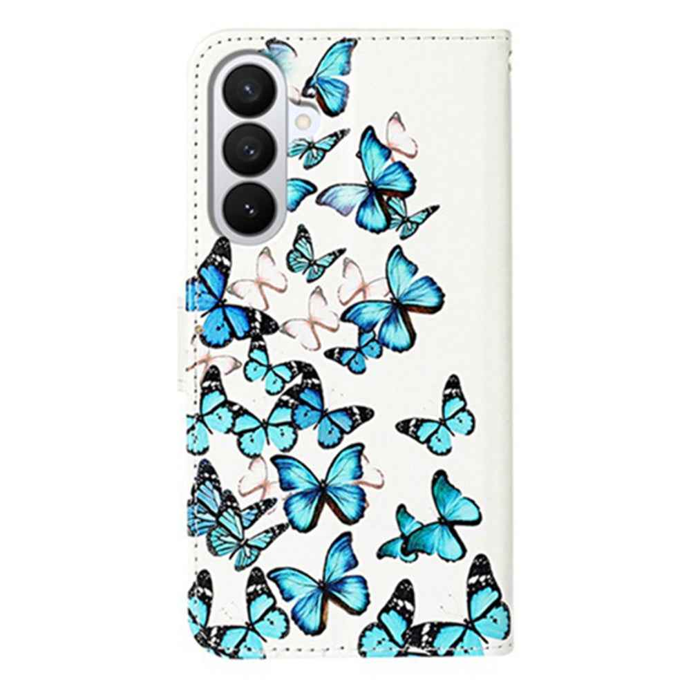 For Samsung Galaxy A57 5G Stand Case Marble Painted Folio Flip Leather Wallet Phone Cover - Blue Butterfly