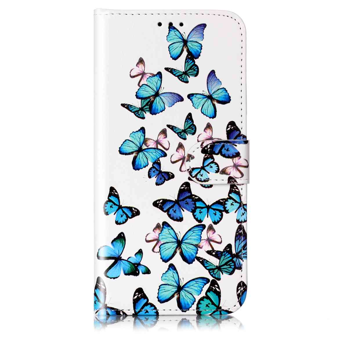 For Samsung Galaxy A57 5G Stand Case Marble Painted Folio Flip Leather Wallet Phone Cover - Blue Butterfly