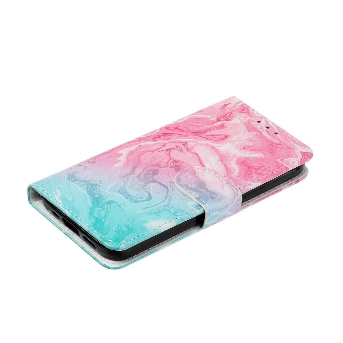 For Samsung Galaxy A57 5G Stand Case Marble Painted Folio Flip Leather Wallet Phone Cover - Pink Green Marble