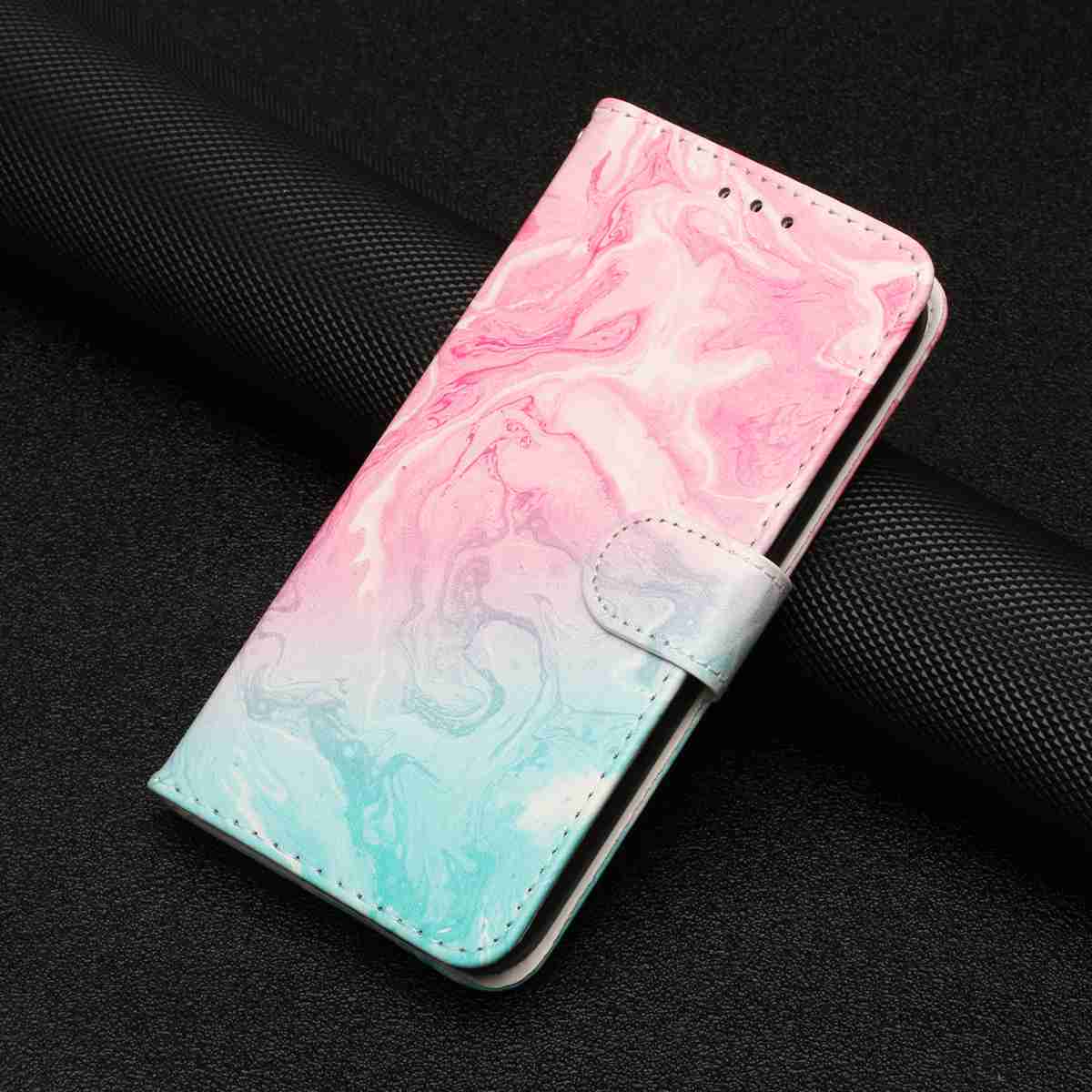 For Samsung Galaxy A57 5G Stand Case Marble Painted Folio Flip Leather Wallet Phone Cover - Pink Green Marble